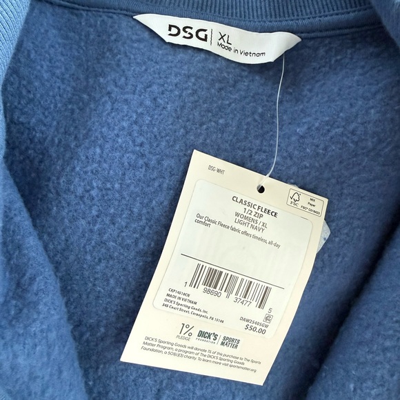 DSG Classic Fleece 1/2 Zip Pullover Sweatshirt Top NWT Size XL - Picture 6 of 7